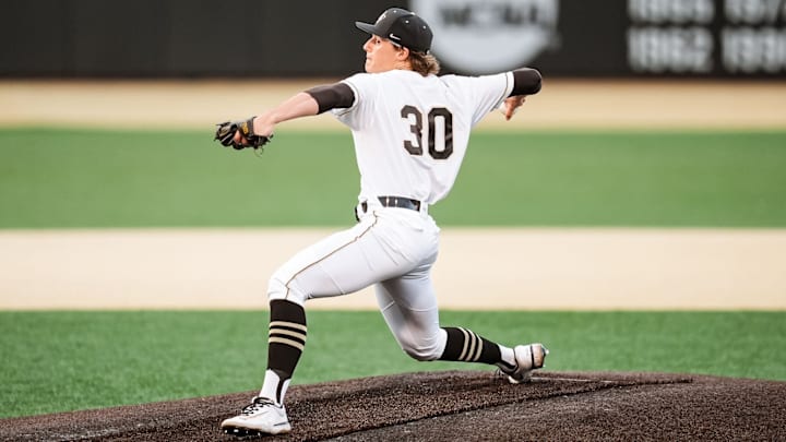 Wake Forest RHP Duncan Marsten went 3.1 innings in relief in Game Two against Siena, giving up one hit, no runs, one walk, and seven strikeouts. Wake Forest RHP Duncan Marsten went 3.1 innings in relief in Game Two against Siena, giving up one hit, no runs, one walk, and seven strikeouts.