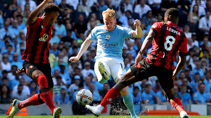 Kevin De Bruyne balançou a rede no último jogo entre Manchester City e Bournemouth
