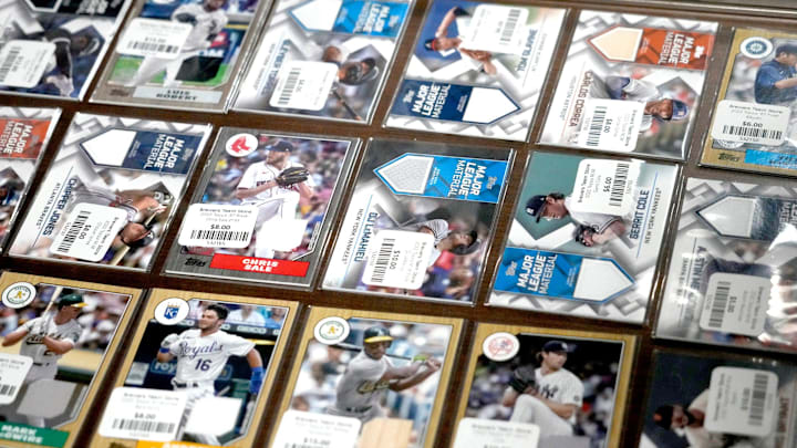 An assortment of baseball cards were available as part of the 2023 Milwaukee Brewers Clubhouse sale at American Family Field in Milwaukee on Wednesday, Nov. 29, 2023. 