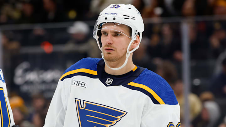 Pavel Buchnevich in a game against the Boston Bruins