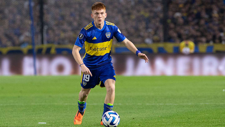 Valentin Barco of Boca Juniors seen in action during the...
