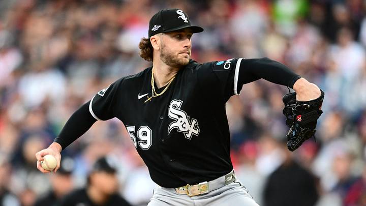 Oct 5, 2026; Cleveland, Ohio, USA; Chicago White Sox pitcher Sean Burke (59) pitches against the Cleveland Guardians during the third inning in game two of the ALDS for the 2026 MLB Playoffs at Progressive Field. Mandatory Credit: Ken Blaze-Imagn Images Oct 5, 2026; Cleveland, Ohio, USA; Chicago White Sox pitcher Sean Burke (59) pitches against the Cleveland Guardians during the third inning in game two of the ALDS for the 2026 MLB Playoffs at Progressive Field. Mandatory Credit: Ken Blaze-Imagn Images