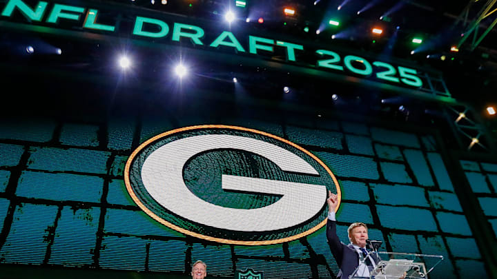 Green Bay Packers President and CEO Mark Murphy announces the selection of receiver Matthew Golden on Thursday.