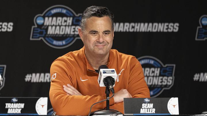 March 25, 2026; San Jose, CA, USA; Texas Longhorns head coach Sean Miller addresses the media in a press conference during a practice session ahead of the west regional of the men's 2026 NCAA Tournament at SAP Center. Mandatory Credit: Kyle Terada-Imagn Images March 25, 2026; San Jose, CA, USA; Texas Longhorns head coach Sean Miller addresses the media in a press conference during a practice session ahead of the west regional of the men's 2026 NCAA Tournament at SAP Center. Mandatory Credit: Kyle Terada-Imagn Images