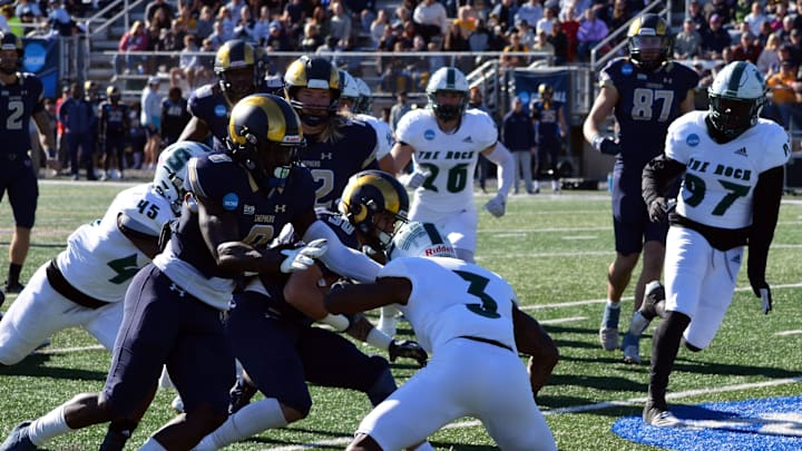 Slippery Rock safety Kanye Thompson (3) is drawing interest from the Wisconsin Badgers in the transfer portal.