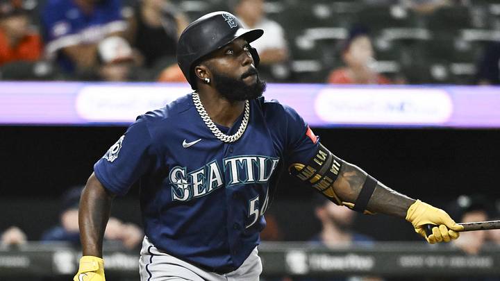 Jun 9, 2026; Baltimore, Maryland, USA; Seattle Mariners left fielder Randy Arozarena (56) hits a two run home run during the tenth inning against the Baltimore Orioles at Oriole Park at Camden Yards. Mandatory Credit: James A. Pittman-Imagn Images Jun 9, 2026; Baltimore, Maryland, USA; Seattle Mariners left fielder Randy Arozarena (56) hits a two run home run during the tenth inning against the Baltimore Orioles at Oriole Park at Camden Yards. Mandatory Credit: James A. Pittman-Imagn Images