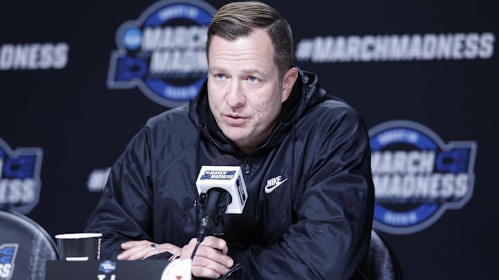 Mar 26, 2026; Chicago, IL, USA; Iowa State Cyclones head coach T.J. Otzelberger speaks ahead of the Midwest regional of the men's 2026 NCAA Tournament at United Center.