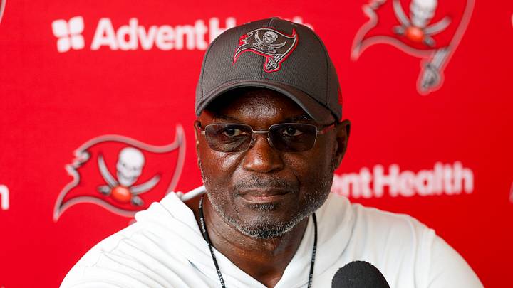 Tampa Bay Buccaneers head coach Todd Bowles talks to media after training camp at AdventHealth Training Center. 