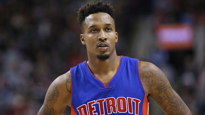 Jan 30, 2016; Toronto, Ontario, CAN; Detroit Pistons point guard Brandon Jennings (7) during their game against the Toronto Raptors at Air Canada Centre. The Raptors beat the Pistons 111-107. Mandatory Credit: Tom Szczerbowski-Imagn Images