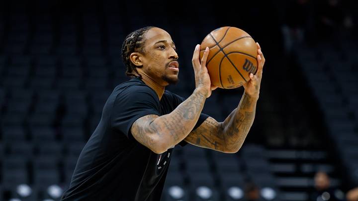 Dec 11, 2025; Sacramento, California, USA; Sacramento Kings guard Demar Derozan (10) warms up before the game against the Denver Nuggets at Golden 1 Center. Mandatory Credit: Sergio Estrada-Imagn Images Dec 11, 2025; Sacramento, California, USA; Sacramento Kings guard Demar Derozan (10) warms up before the game against the Denver Nuggets at Golden 1 Center. Mandatory Credit: Sergio Estrada-Imagn Images