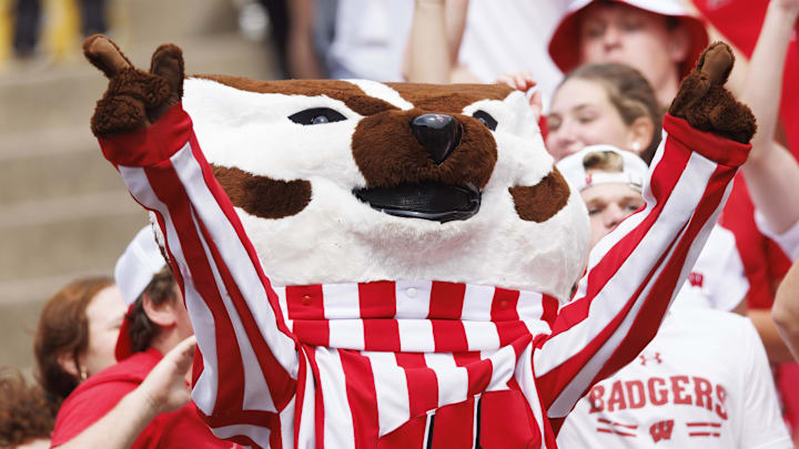 Sep 16, 2023; Madison, Wisconsin, USA;  Wisconsin Badgers mascot Bucky Badger peforms during the fourth quarter against the Georgia Southern Eagles at Camp Randall Stadium. Mandatory Credit: Jeff Hanisch-Imagn Images
