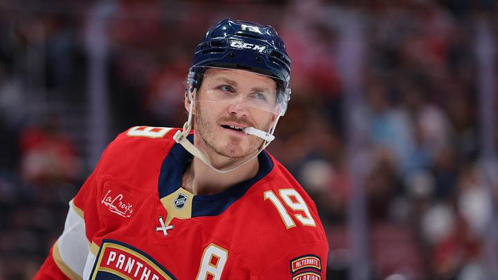 Apr 15, 2026; Sunrise, Florida, USA; Florida Panthers left wing Matthew Tkachuk (19) looks on against the Detroit Red Wings during the first period at Amerant Bank Arena. Mandatory Credit: Sam Navarro-Imagn Images Apr 15, 2026; Sunrise, Florida, USA; Florida Panthers left wing Matthew Tkachuk (19) looks on against the Detroit Red Wings during the first period at Amerant Bank Arena. Mandatory Credit: Sam Navarro-Imagn Images