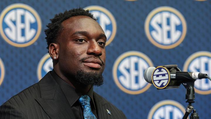 Jul 17, 2025; Atlanta, GA, USA; Kentucky Wildcats linebacker Alex Afari answers questions from the media during the SEC Media Days at Omni Atlanta Hotel. Mandatory Credit: Jordan Godfree-Imagn Images Jul 17, 2025; Atlanta, GA, USA; Kentucky Wildcats linebacker Alex Afari answers questions from the media during the SEC Media Days at Omni Atlanta Hotel. Mandatory Credit: Jordan Godfree-Imagn Images