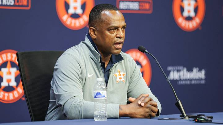 Houston Astros general manager Dana Brown speaks with the media. Houston Astros general manager Dana Brown speaks with the media.