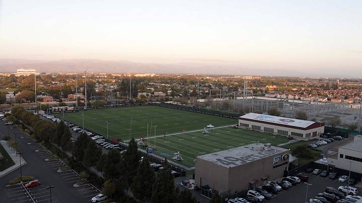 The substation bumps up against the team's practice facility, which is right behind Levi's Stadium.