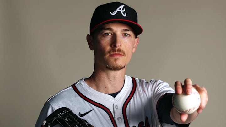 Feb 23, 2024; North Port, FL, USA; Atlanta Braves starting pitcher Max Fried (54) poses for a photo