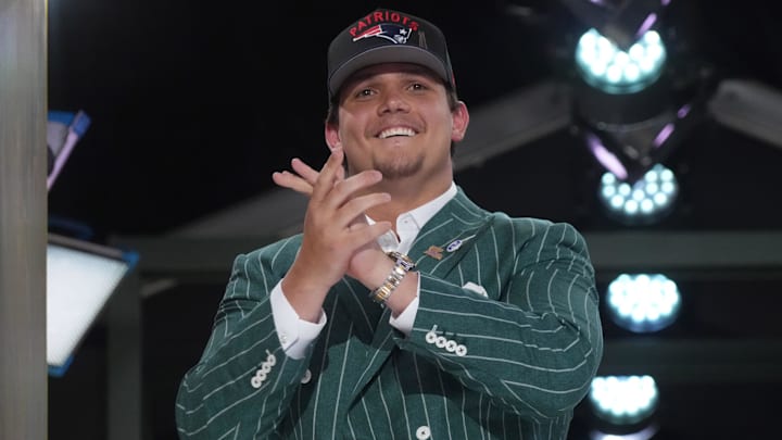 Apr 24, 2025; Green Bay, WI, USA; LSU Tigers offensive lineman Will Campbell is selected by the New England Patriots as the number four pick in the first round of the 2025 NFL Draft at Lambeau Field. Mandatory Credit: Kirby Lee-Imagn Images