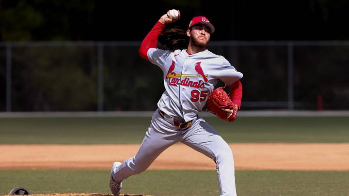 Feb 14, 2026; Jupiter, FL, USA; St. Louis Cardinals pitcher Luis Gastelum (95) delivers a pitch during a spring training workout at Roger Dean Chevrolet Stadium. Mandatory Credit: Sam Navarro-Imagn Images Feb 14, 2026; Jupiter, FL, USA; St. Louis Cardinals pitcher Luis Gastelum (95) delivers a pitch during a spring training workout at Roger Dean Chevrolet Stadium. Mandatory Credit: Sam Navarro-Imagn Images
