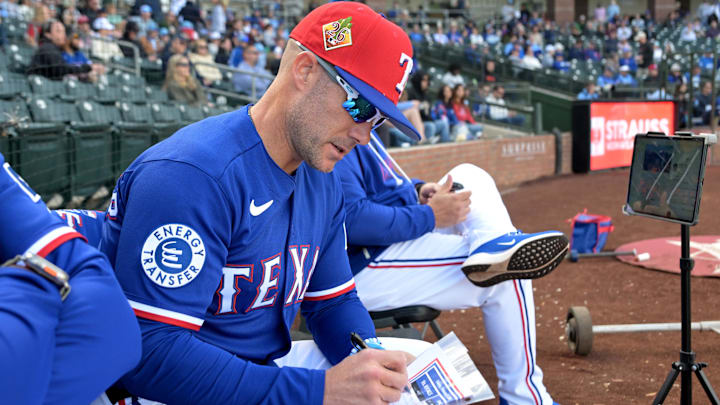 Texas Rangers manager Skip Schumaker. Texas Rangers manager Skip Schumaker.