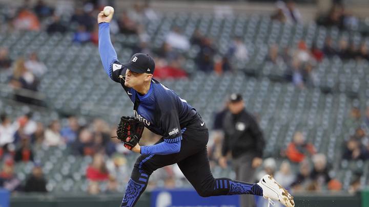 Sep 21, 2026; Detroit, Michigan, USA;  Detroit Tigers pitcher River Ryan pitches in the first inning against the Washington Nationals at Comerica Park.  Mandatory Credit: Rick Osentoski-Imagn Images
