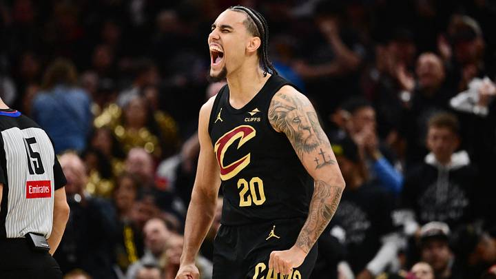 May 3, 2026; Cleveland, Ohio, USA; Cleveland Cavaliers guard Jaylon Tyson (20) reacts after a play against the Toronto Raptors during the second half of game seven in the first round of the 2026 NBA Playoffs at Rocket Arena. Mandatory Credit: Ken Blaze-Imagn Images May 3, 2026; Cleveland, Ohio, USA; Cleveland Cavaliers guard Jaylon Tyson (20) reacts after a play against the Toronto Raptors during the second half of game seven in the first round of the 2026 NBA Playoffs at Rocket Arena. Mandatory Credit: Ken Blaze-Imagn Images