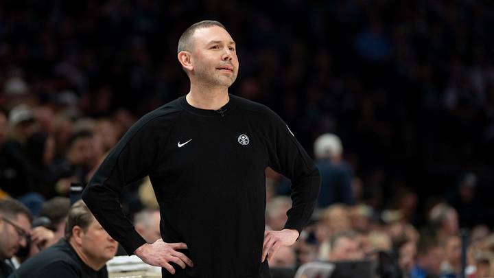 Apr 30, 2026; Minneapolis, Minnesota, USA; Denver Nuggets head coach David Adelman looks on against the Minnesota Timberwolves in the first half during game six of the first round of the 2026 NBA Playoffs at Target Center. Mandatory Credit: Jesse Johnson-Imagn Images Apr 30, 2026; Minneapolis, Minnesota, USA; Denver Nuggets head coach David Adelman looks on against the Minnesota Timberwolves in the first half during game six of the first round of the 2026 NBA Playoffs at Target Center. Mandatory Credit: Jesse Johnson-Imagn Images