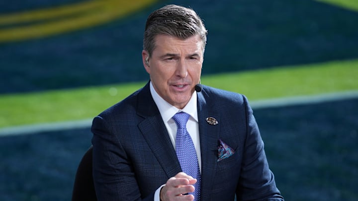 Jan 1, 2024; Pasadena, CA, USA; Rece Davis on the ESPN College Gameday set at the 2024 Rose Bowl college football playoff semifinal game at Rose Bowl. Jan 1, 2024; Pasadena, CA, USA; Rece Davis on the ESPN College Gameday set at the 2024 Rose Bowl college football playoff semifinal game at Rose Bowl.
