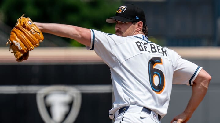 Guardians starting pitcher Shane Bieber makes a rehab start for the Akron RubberDucks on July 29, 2025, at Canal Park.