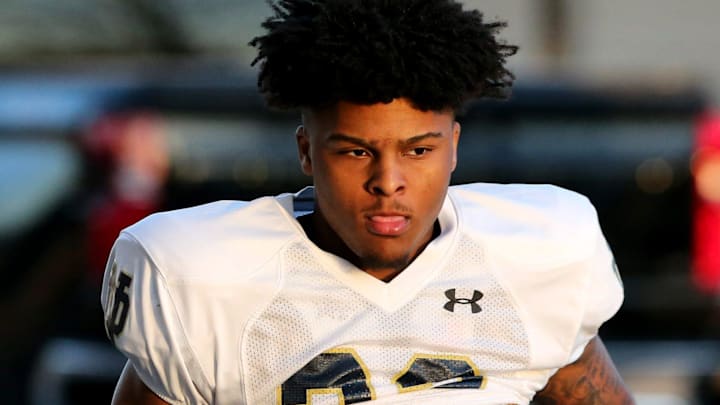 Notre Dame Football's Jaiden Ausberry shines, mastering multiple positions under Al Golden's revamped defense, poised for breakout season.