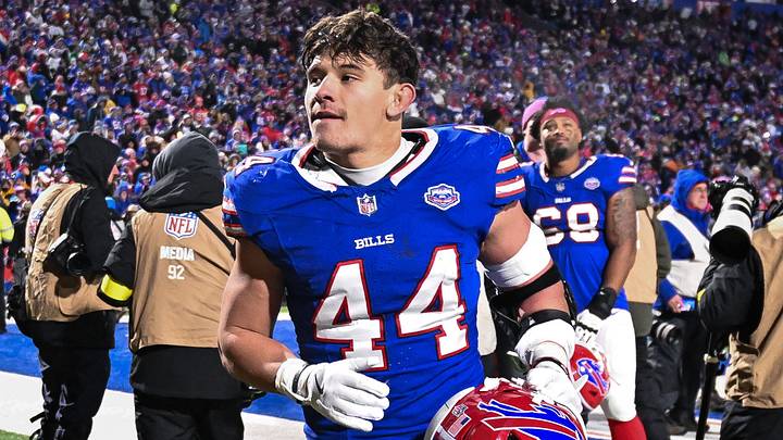 Buffalo Bills linebacker Joe Andreessen (44) leaves the field after a game against the New York Jets. Buffalo Bills linebacker Joe Andreessen (44) leaves the field after a game against the New York Jets.