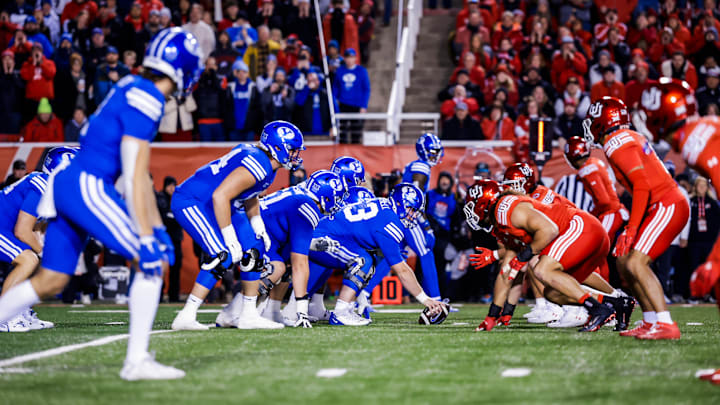 BYU offensive line against Utah BYU offensive line against Utah