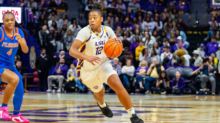 Mikaylah Williams 12, LSU Tigers Women’s Basketball take on the Florida Gators in Baton Rouge, LA. Monday, Jan. 26, 2026.