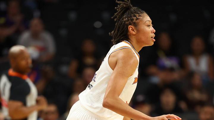 May 11, 2025; Phoenix, AZ, USA; Phoenix Mercury forward Alexis Prince (6) against the Golden State Valkyries during a preseason game at PHX Arena. Mandatory Credit: Mark J. Rebilas-Imagn Images May 11, 2025; Phoenix, AZ, USA; Phoenix Mercury forward Alexis Prince (6) against the Golden State Valkyries during a preseason game at PHX Arena. Mandatory Credit: Mark J. Rebilas-Imagn Images