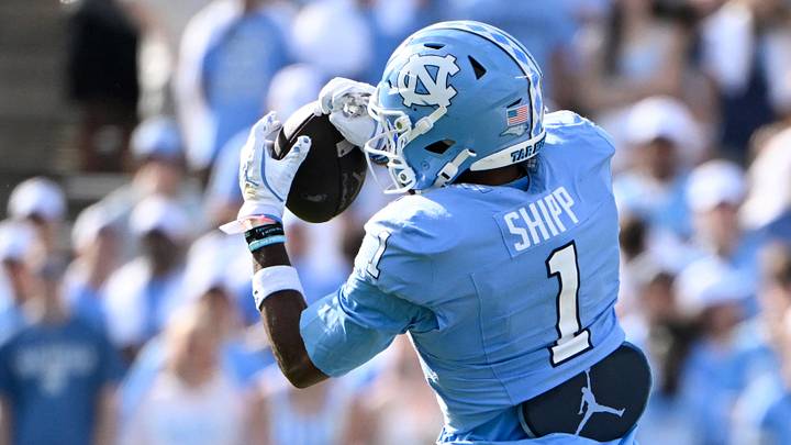 Sep 13, 2025; Chapel Hill, North Carolina, USA; North Carolina Tar Heels wide receiver Jordan Shipp (1) makes a catch in the second quarter at Kenan Stadium. Mandatory Credit: Bob Donnan-Imagn Images Sep 13, 2025; Chapel Hill, North Carolina, USA; North Carolina Tar Heels wide receiver Jordan Shipp (1) makes a catch in the second quarter at Kenan Stadium. Mandatory Credit: Bob Donnan-Imagn Images