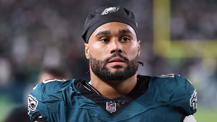 Sep 4, 2025; Philadelphia, Pennsylvania, USA; Philadelphia Eagles linebacker Patrick Johnson (48) against the Dallas Cowboys at Lincoln Financial Field. Mandatory Credit: Bill Streicher-Imagn Images
