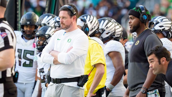 Oregon head coach Dan Lanning and the other three playoff semifinalists have to divide a beady-eyed focus between the next game and finalizing a roster for 2026. Oregon head coach Dan Lanning and the other three playoff semifinalists have to divide a beady-eyed focus between the next game and finalizing a roster for 2026.