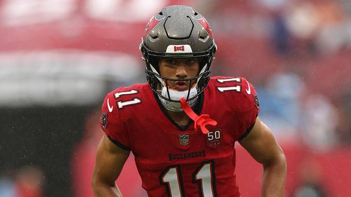 Tampa Bay Buccaneers wide receiver Jalen McMillan (11) warms up before the game against the Carolina Panthers at Raymond James Stadium. Tampa Bay Buccaneers wide receiver Jalen McMillan (11) warms up before the game against the Carolina Panthers at Raymond James Stadium.