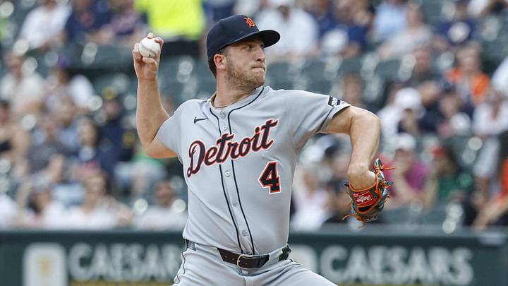 Detroit Tigers starting pitcher Beau Brieske (4) delivers a pitch against the Chicago White Sox. Detroit Tigers starting pitcher Beau Brieske (4) delivers a pitch against the Chicago White Sox.