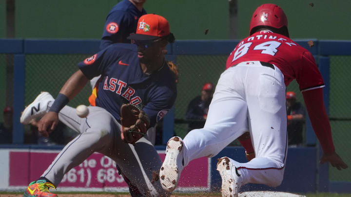 Brice Matthews tags Martinez on the stolen base attempt. 