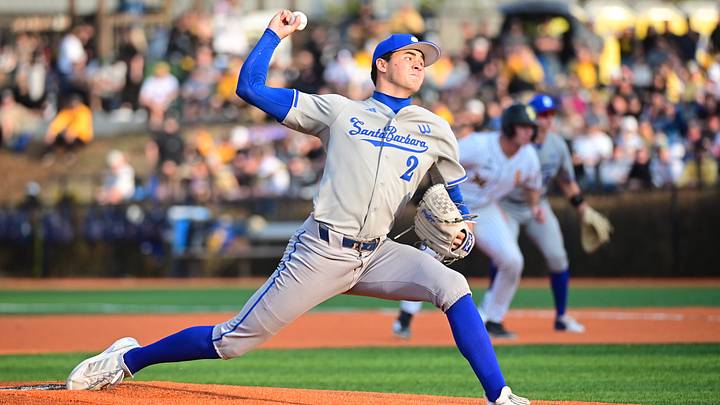 UC Santa Barbara Gauchos right-handed pitcher Jackson Flora (2) pitches during the game against the Southern Miss Golden Eagles at Pete Taylor Park in Hattiesburg, Miss., on Friday, Feb. 13, 2026.