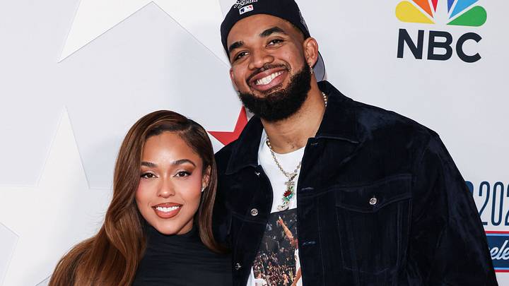 Jordyn Woods and Karl-Anthony Towns posing for a photo. Jordyn Woods and Karl-Anthony Towns posing for a photo.