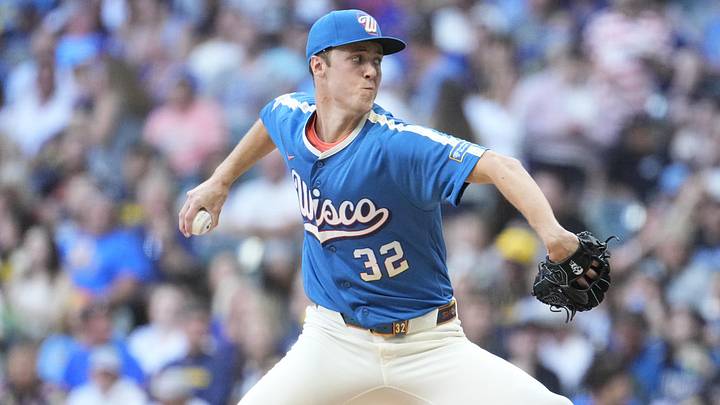 Jun 12, 2026; Milwaukee, Wisconsin, USA; Milwaukee Brewers pitcher Jacob Misiorowski (32) delivers a pitch against the Philadelphia Phillies in the second inning at American Family Field. Mandatory Credit: Michael McLoone-Imagn Images Jun 12, 2026; Milwaukee, Wisconsin, USA; Milwaukee Brewers pitcher Jacob Misiorowski (32) delivers a pitch against the Philadelphia Phillies in the second inning at American Family Field. Mandatory Credit: Michael McLoone-Imagn Images