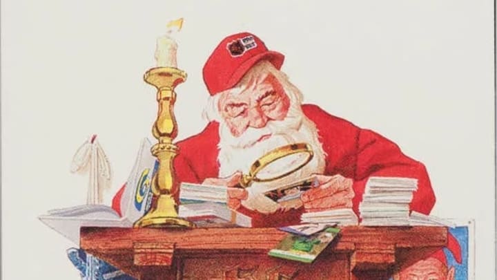 Santa Claus depicted on a Parkhurst Hockey card in 1991.