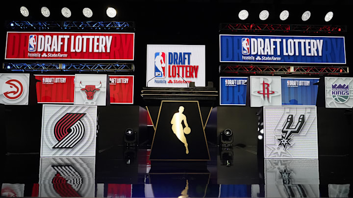 May 12, 2024; Chicago, IL, USA; A overall shot of the 2024 NBA Draft Lottery at McCormick Place West. Mandatory Credit: David Banks-Imagn Images