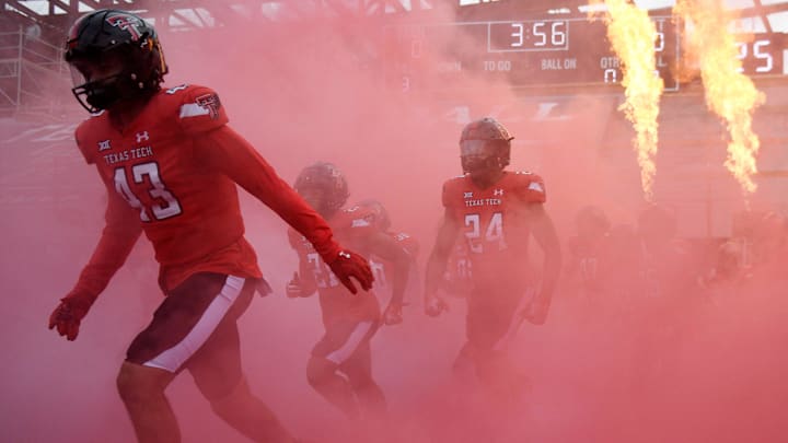 Texas Tech runs out before the game against UCF, Saturday, Nov. 18, 2023, at Jones AT&T Stadium.