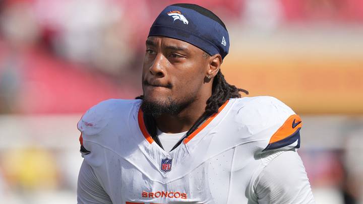 Oct 4, 2026; Santa Clara, California, USA; Denver Broncos linebacker Nik Bonitto (15) during halftime against the San Francisco 49ers at Levi's Stadium. Oct 4, 2026; Santa Clara, California, USA; Denver Broncos linebacker Nik Bonitto (15) during halftime against the San Francisco 49ers at Levi's Stadium.