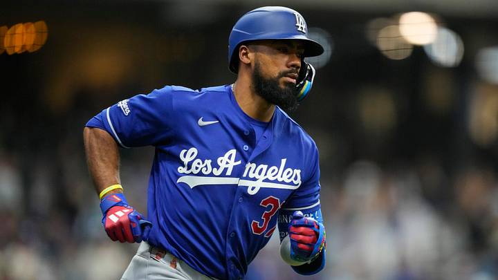May 23, 2026; Milwaukee, Wisconsin, USA; Los Angeles Dodgers left fielder Teoscar Hernandez (37) during the game against the Milwaukee Brewers at American Family Field. Mandatory Credit: Jeff Hanisch-Imagn Images May 23, 2026; Milwaukee, Wisconsin, USA; Los Angeles Dodgers left fielder Teoscar Hernandez (37) during the game against the Milwaukee Brewers at American Family Field. Mandatory Credit: Jeff Hanisch-Imagn Images