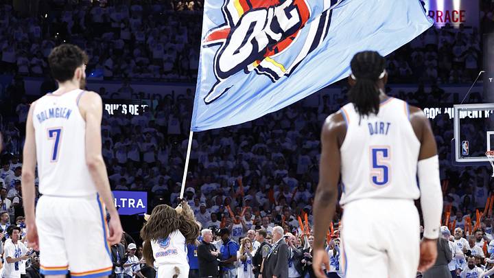 Apr 21, 2024; Oklahoma City, Oklahoma, USA; Oklahoma City Thunder forward Chet Holmgren (7) and Apr 21, 2024; Oklahoma City, Oklahoma, USA; Oklahoma City Thunder forward Chet Holmgren (7) and