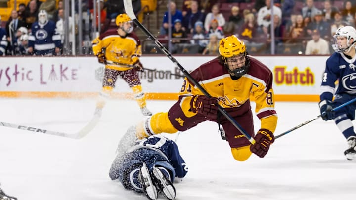 Gophers' star Jimmy Snuggerud against Penn State. 