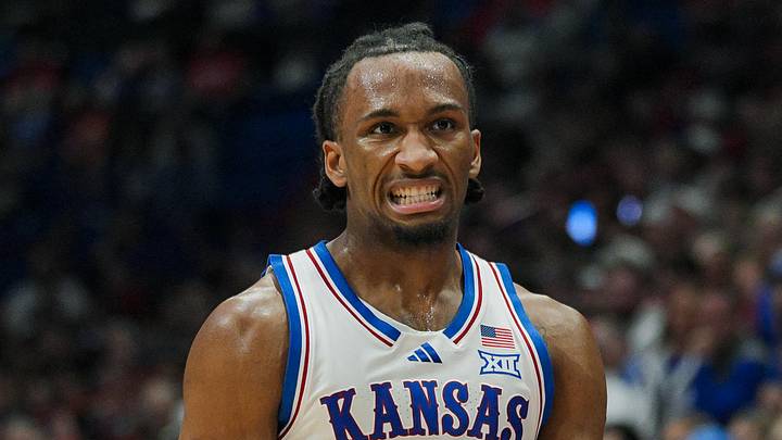 Nov 3, 2025; Lawrence, Kansas, USA; Kansas Jayhawks guard Darryn Peterson (22) reacts during the second half against the Green Bay Phoenix at Allen Fieldhouse. Mandatory Credit: Jay Biggerstaff-Imagn Images Nov 3, 2025; Lawrence, Kansas, USA; Kansas Jayhawks guard Darryn Peterson (22) reacts during the second half against the Green Bay Phoenix at Allen Fieldhouse. Mandatory Credit: Jay Biggerstaff-Imagn Images